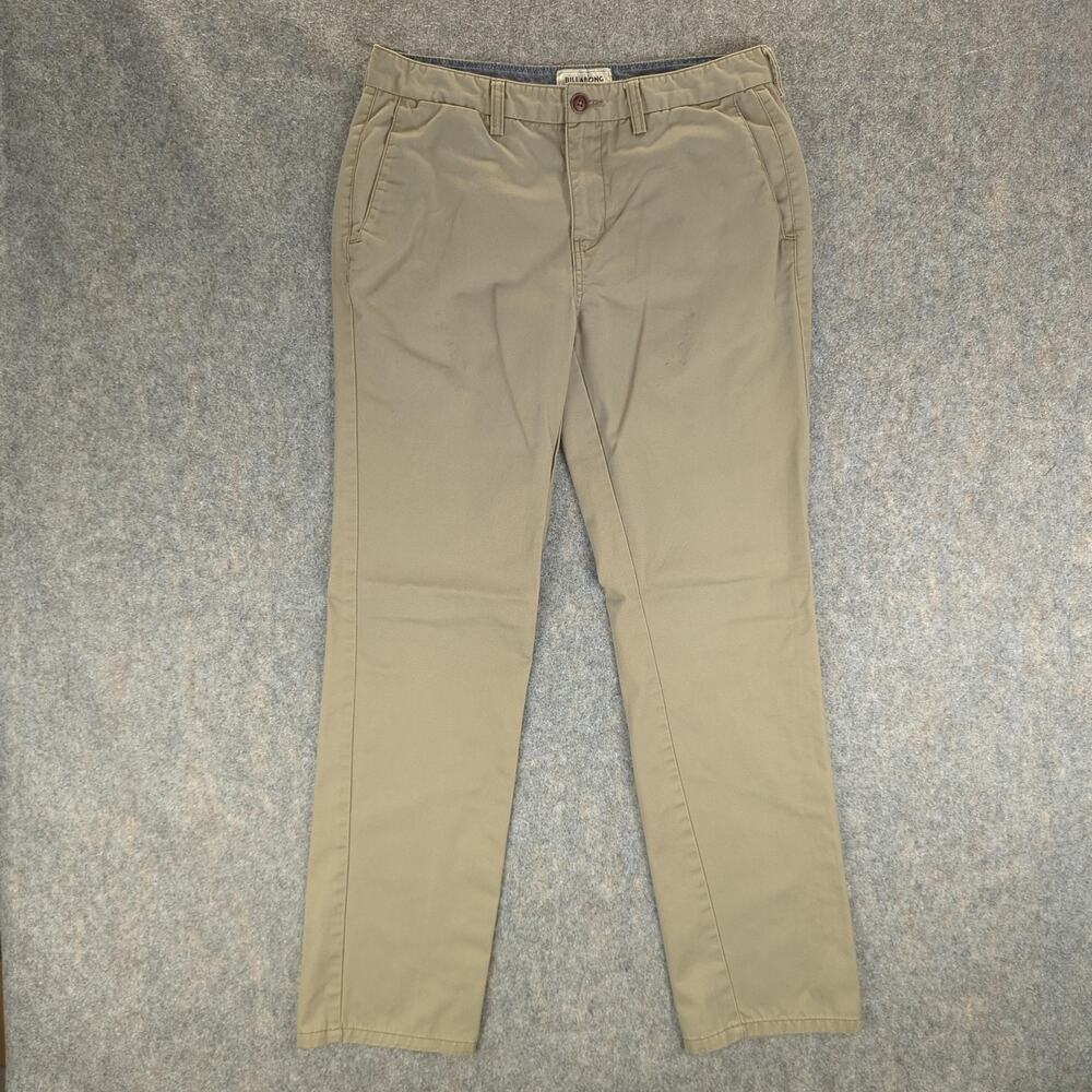 Billabong Pants Mens 33 Tan Classic Chino Straight Fit Casual Polyester Blend